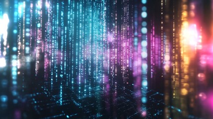 Poster - Dynamic abstract representation of digital data flow with vibrant colors in 4k resolution