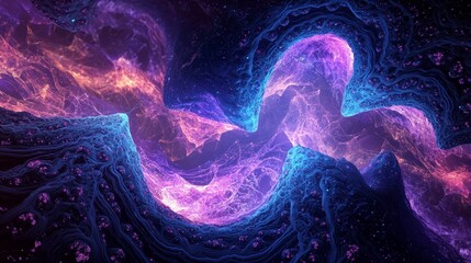 Poster - Stunning Abstract Image of Beautiful Patterns Made of Glowing Nodes