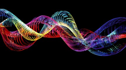 Poster - Abstract Cascading Ribbons of Luminous Color in Vibrant Flowing Patterns