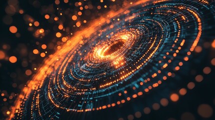 Poster - Pulsing Circular Patterns of Light in Rhythmic Motion and Vibrant Colors
