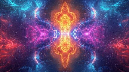 Poster - Dynamic Fractal Patterns Expanding in All Directions with Vibrant Colors