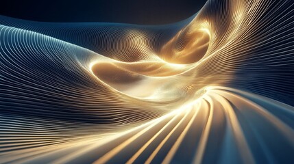 Poster - Elegant Flow of Lines in 3D Perspective with Illuminated Curves