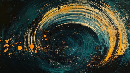 Poster - Swirling Energy Pathways in Dark Colors with Chaotic Motion and Texture