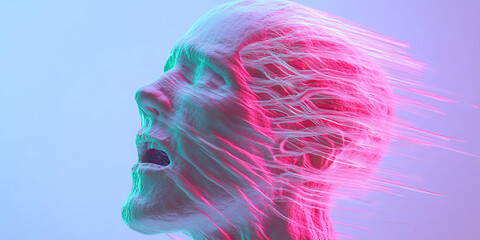 Poster - Digital Rendering of a Stylized Human Head with Translucent Strands