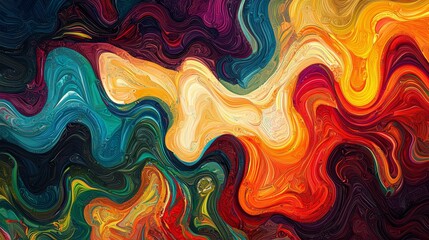 Poster - Vibrant Fluid Artwork with Flowing Curves and Electric Color Currents