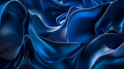 Poster - Abstract Blue Fluid Shapes Flowing in Organic Patterns and Textures