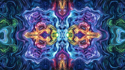 Poster - Fluid Digital Abstract Lines Creating Hypnotic Patterns in Vibrant Colors