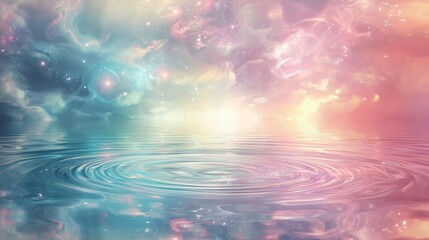 Poster - Gentle Ripples of Digital Light Reflecting on Calm Water Surface