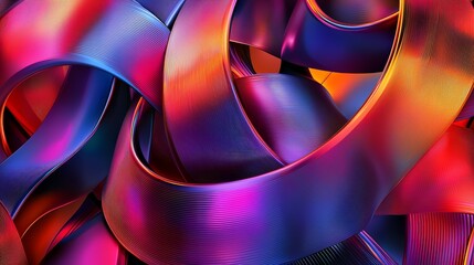 Poster - Vibrant Geometric Shapes Intertwining in Colorful Abstract Composition