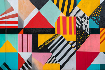 Poster - geometric shapes and patterns in bold, contrasting colors