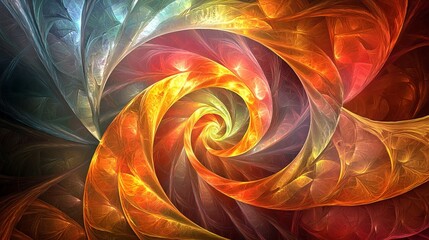 Poster - Bright Geometric Spirals with Luminance in Flowing Abstract Design