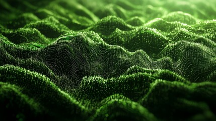 Poster - Lush Green Abstract Landscapes with Flowing Connectivity and Depth