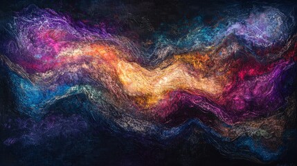 Poster - Vivid Narrative Threads of Merging Glowing Colors in Abstract Design