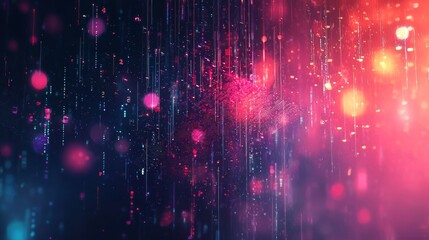 Poster - Soft Glowing Particles Cascading Like Rain in Vibrant Colors and Light