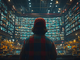 Poster - Person watching screens in control room