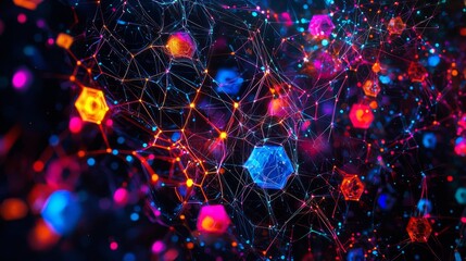 Poster - Vivid Hexagonal Patterns Illuminated in Bright Colors and Abstract Designs