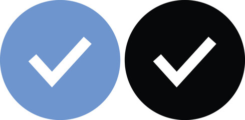 Wall Mural - verified tick badge icon set isolated on transparent background. social media official account tick 