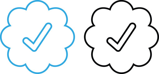 Wall Mural - verified tick badge icon set isolated on transparent background. social media official account tick 