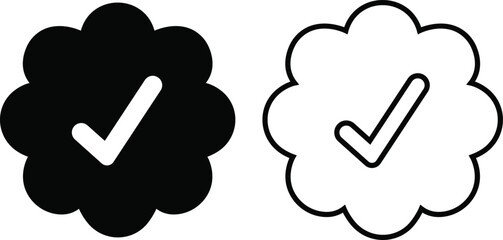 Wall Mural - verified tick badge icon set isolated on transparent background. social media official account tick 