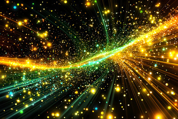 Wall Mural - Golden cosmic swirl, light streaks, energy, background