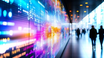 Poster - Vibrant digital display illuminating a modern urban corridor in high definition
