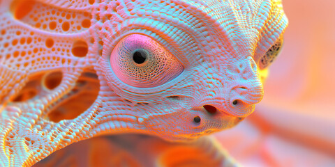 Poster - Digital Render of Fictional Creature's Head