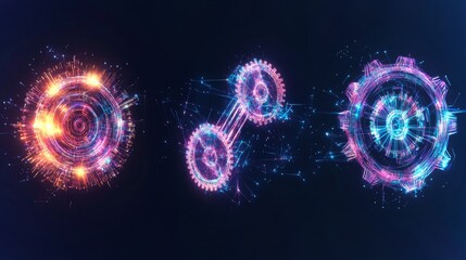 Poster - Digital gears and circuits illustrating artificial intelligence concepts in 4k resolution