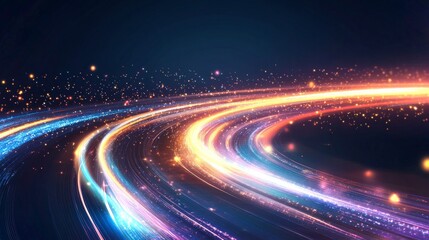 Poster - Vibrant trails of light create dynamic patterns in 4k AI generated visual art