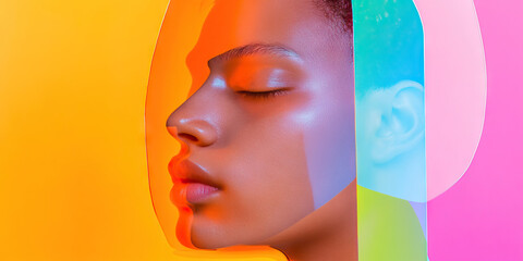 Poster - profile portrait with translucent colored panels
