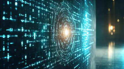 Poster - Digital vortex displaying glowing data patterns in high-resolution environment