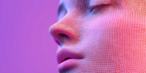 Poster - 3D Wireframe Model of a Human Face: Profile View
