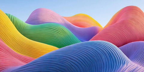 Poster - Abstract Representation of Multicolored Ribbed Hills