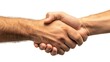 © zen - A close-up of two hands shaking firmly, representing partnership and connection, set against a white background for clarity and focus