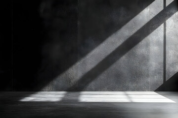 Poster - Sunlit concrete room, shadows, empty space, minimalist interior, background