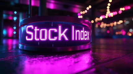 Aufkleber - Illuminated display stock index in vibrant modern setting