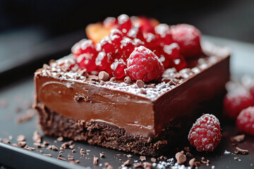 Canvas Print - A chocolate cake with raspberries on top