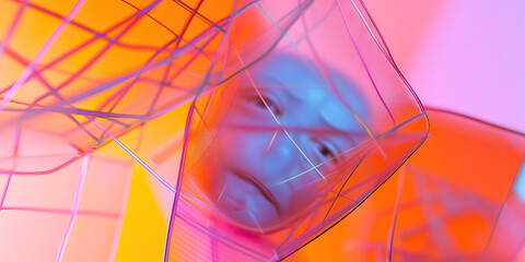 Poster - Abstract Face Behind Translucent Geometric Forms