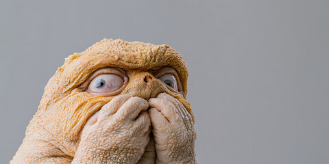 Poster - Sculpted Figure with Hands Covering Mouth