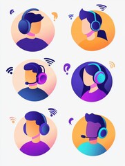 Poster - help line abstract concept vector illustration set. customer self-service, get in touch, call center