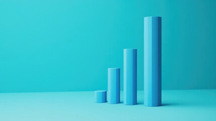 Poster - A D bar chart representing a well-structured personal financial plan, blue gradient backdrop.