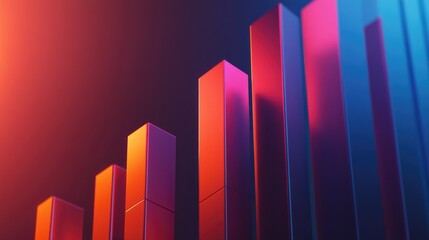 Poster - A D bar chart representing a well-structured personal financial plan, blue gradient backdrop.