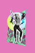 © deagreez - Trend artwork composite banner 3D photo collage of young lady dance night leisure clubber party friday glass celebrate beverage chill