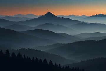 Wall Mural - Silhouette of mountains Generative AI