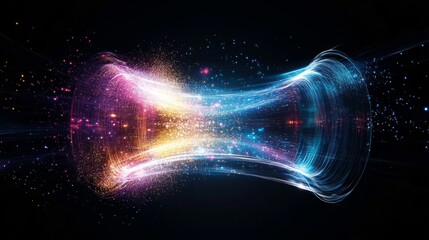 Poster - Visual representation of a dynamic vortex filled with vibrant light and energy in cosmos