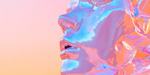 Poster - Iridescent Sculptural Face Render