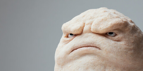 Poster - Digital Render of a Beige, Wrinkled Creature's Face