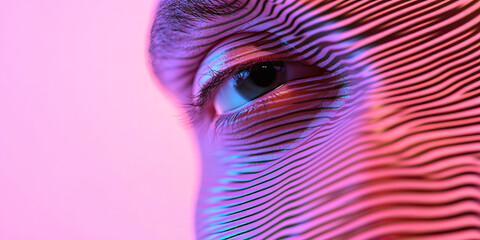 Poster - Close-up of Eye with Wavy Line Overlay