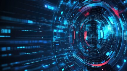 Poster - A cyber-security lock with digital data streams, blue gradient background.