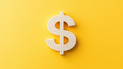 Poster - A dollar symbol with decreasing cost trends, soft yellow backdrop.