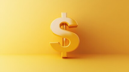 Poster - A dollar symbol with decreasing cost trends, soft yellow backdrop.
